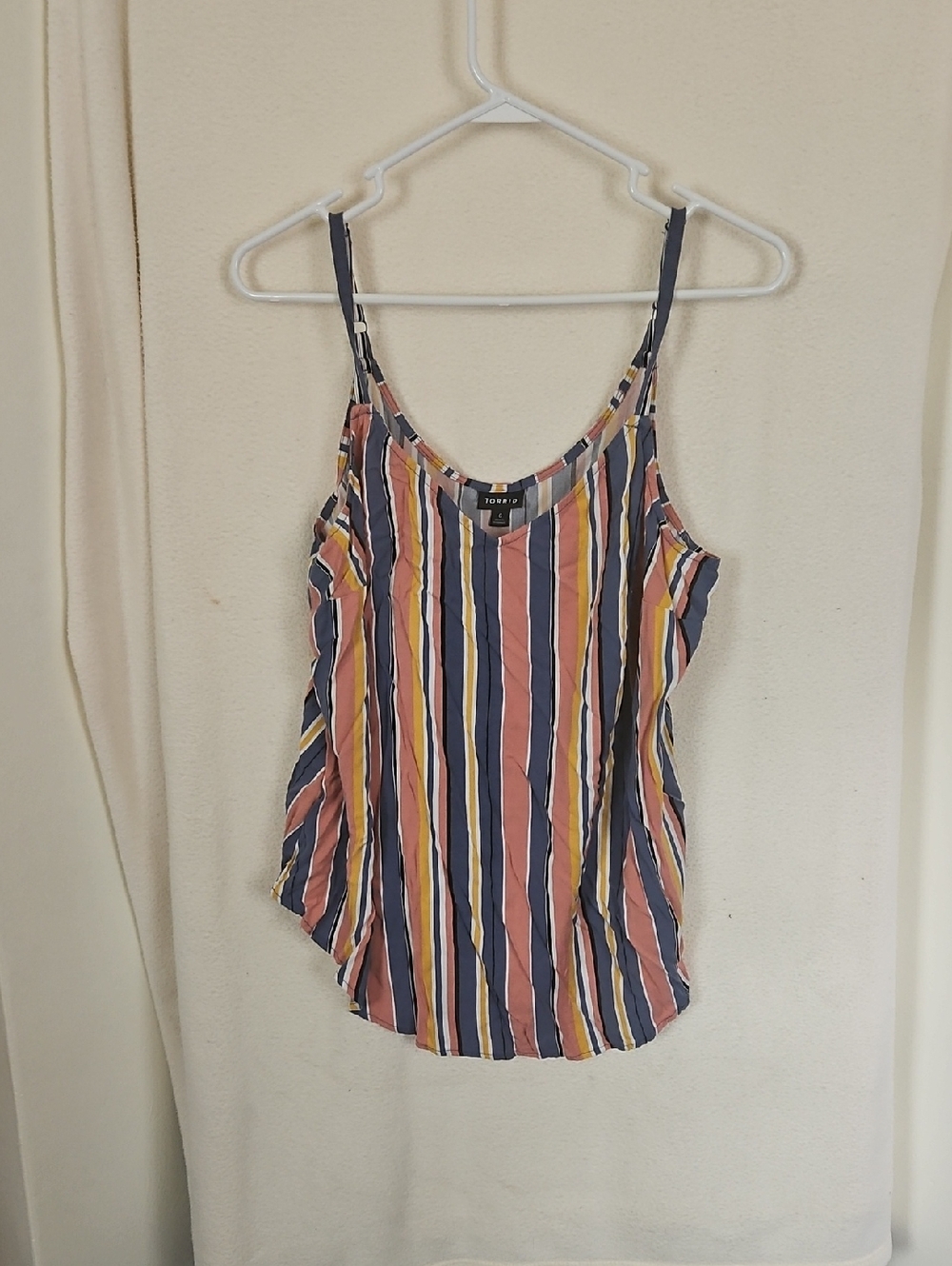 torrid Striped Spaghetti Strap Tank - Navy, Pink & Mustard